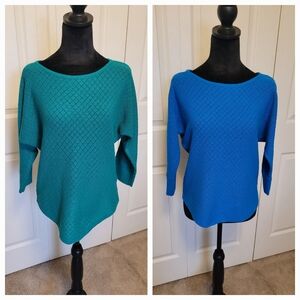 New York Company Women's Teal and Blue Sweater Set Size Small